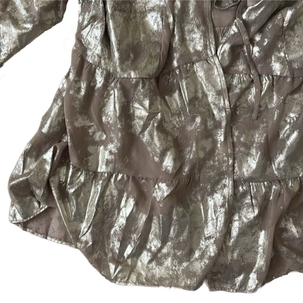 Cato Ruffled Metallic Tie Top - Picture 4 of 4